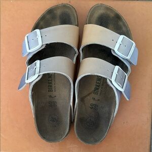 Birkenstock Ombré Beige and Light Blue Sandals